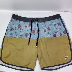 Salty Crew Men’s Sz 34 Board Shorts Swim Trunks Drawstring Colorblock Floral
